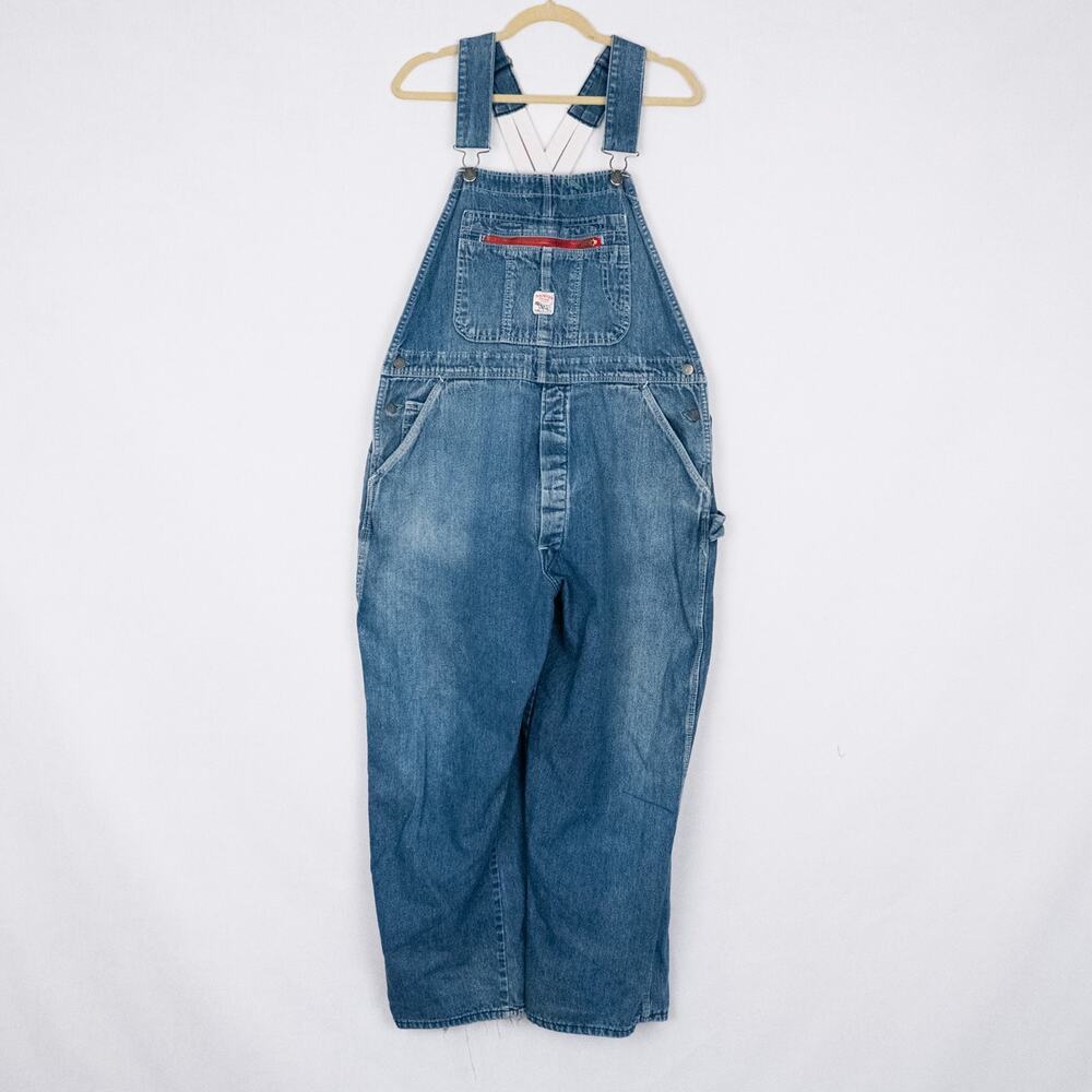 Vintage USA Made Denim Overalls POINTER BRAND Spell-Out Suspenders Men's *40x29* - Picture 3 of 6
